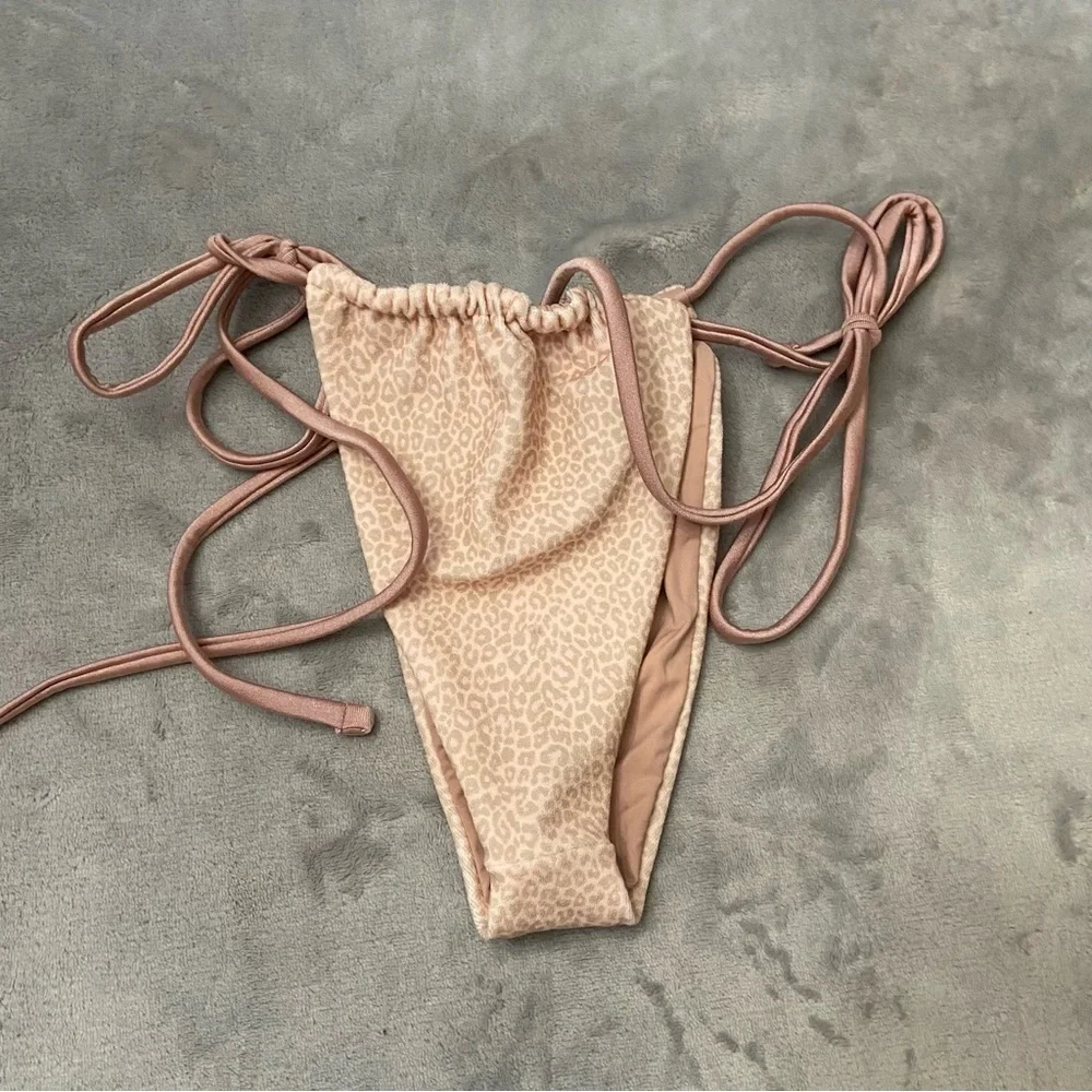 New! Frankie’s Bikinis Coco Cheetah Tia Terry String Bikini Bottom 10755